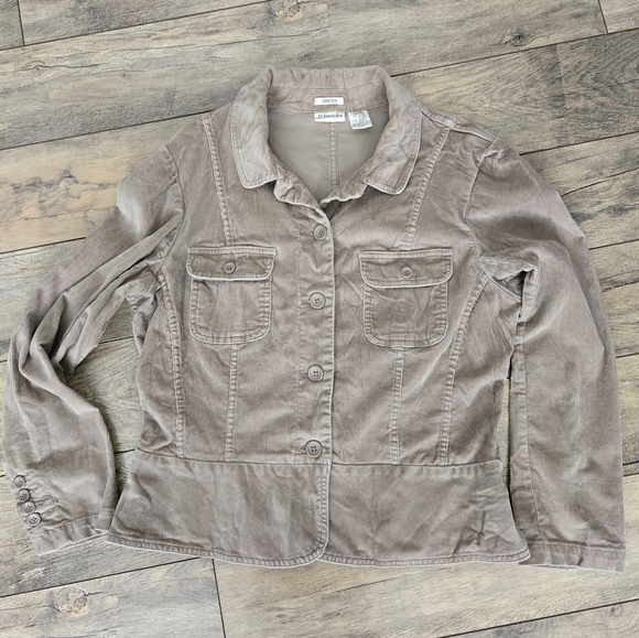 St John's Bay Women's Large Taupe (With A Pink Tint) Jacket, Cotton, Spandex - Picture 8 of 10